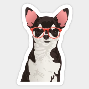 Hipster Black and White Coat Chihuahua T-Shirt Sticker